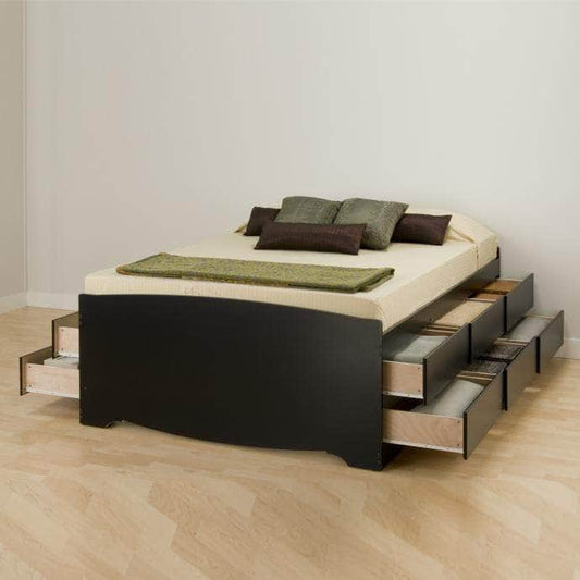 Modubox Bed Tall Queen Captain’s Platform Storage Bed with 12 Drawers in Black