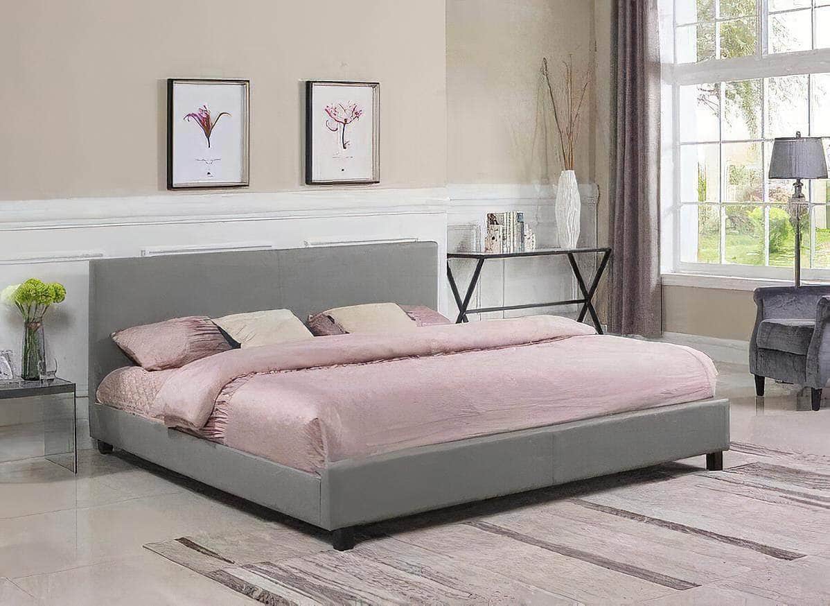 Mirabel White Faux Leather Full Size Platform Bed