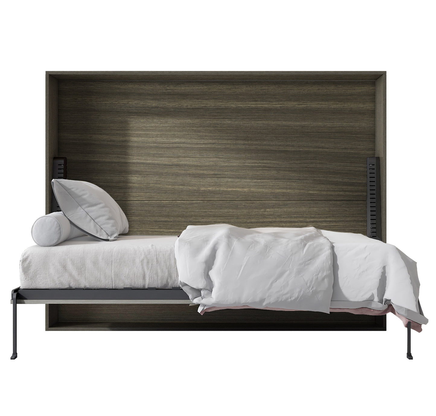 Heidi II Brown Horizontal Murphy Wall Pull Down Bed - Available in 3 Sizes