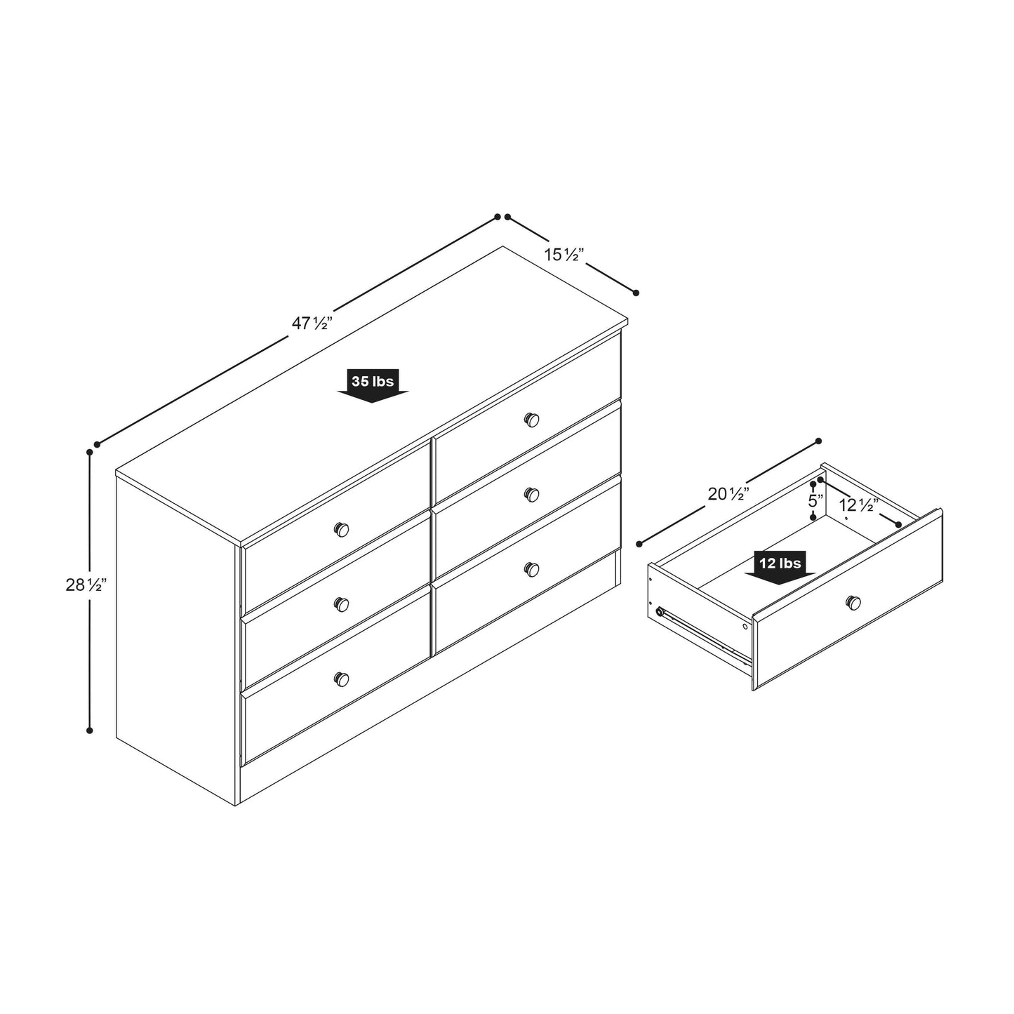 Modubox Astrid Bedroom Collection Astrid 6-Drawer Dresser - Multiple Options Available