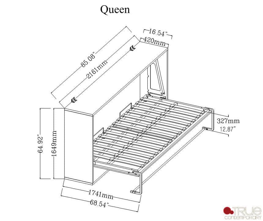 Pending - True Contemporary Heidi White Horizontal Murphy Wall Pull Down Bed - Available in 3 Sizes