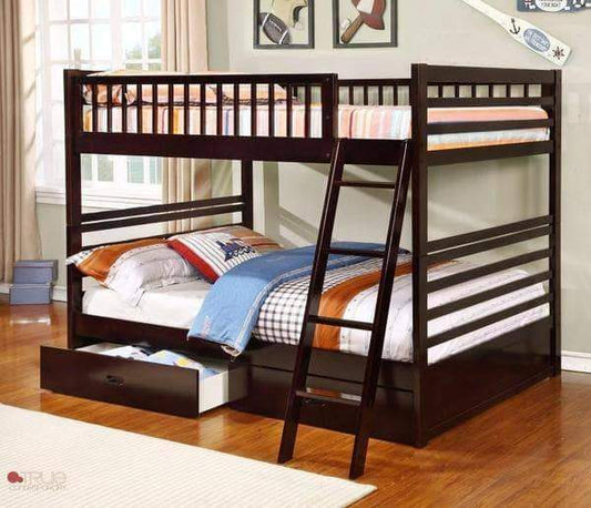 True Contemporary Bunk Bed Fraser Espresso Full over Full Bunk Bed with Storage Drawers and Solid Wood