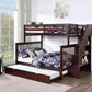 IFDC Bunk Bed Espresso / Bunk Bed with Stairway Chest and Pull-Out Trundle Columbia Solid Wood Mission Twin over Full Bunk Bed with Reversible Storage Stairway Chest - Available in 3 Colours