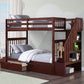 IFDC Bunk Bed Espresso / Bunk Bed with Stairway Chest and Storage Drawers Columbia Solid Wood Mission Twin over Twin Bunk Bed with Reversible Storage Stairway Chest - Available in 3 Colours