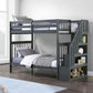 IFDC Bunk Bed Grey / Bunk Bed with Stairway Chest Only Columbia Solid Wood Mission Twin over Twin Bunk Bed with Reversible Storage Stairway Chest - Available in 3 Colours