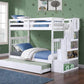 IFDC Bunk Bed White / Bunk Bed with Stairway Chest and Pull-Out Trundle Columbia Solid Wood Mission Twin over Twin Bunk Bed with Reversible Storage Stairway Chest - Available in 3 Colours