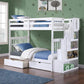 IFDC Bunk Bed White / Bunk Bed with Stairway Chest and Storage Drawers Columbia Solid Wood Mission Twin over Twin Bunk Bed with Reversible Storage Stairway Chest - Available in 3 Colours