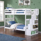 IFDC Bunk Bed White / Bunk Bed with Stairway Chest Only Columbia Solid Wood Mission Twin over Twin Bunk Bed with Reversible Storage Stairway Chest - Available in 3 Colours