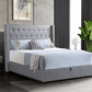 Pending - True Contemporary Saunderson Tufted Wingback Lift Up Storage Platform Bed in Grey Linen - Available in 2 Sizes