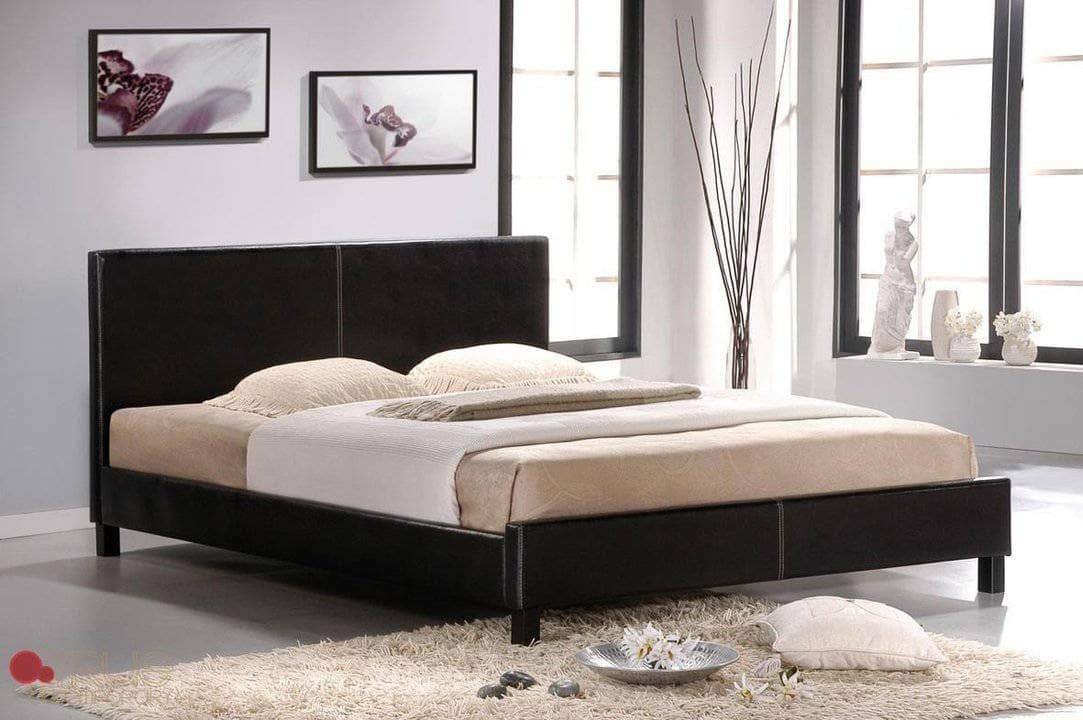 Mirabel Grey Faux Leather Full Size Platform Bed