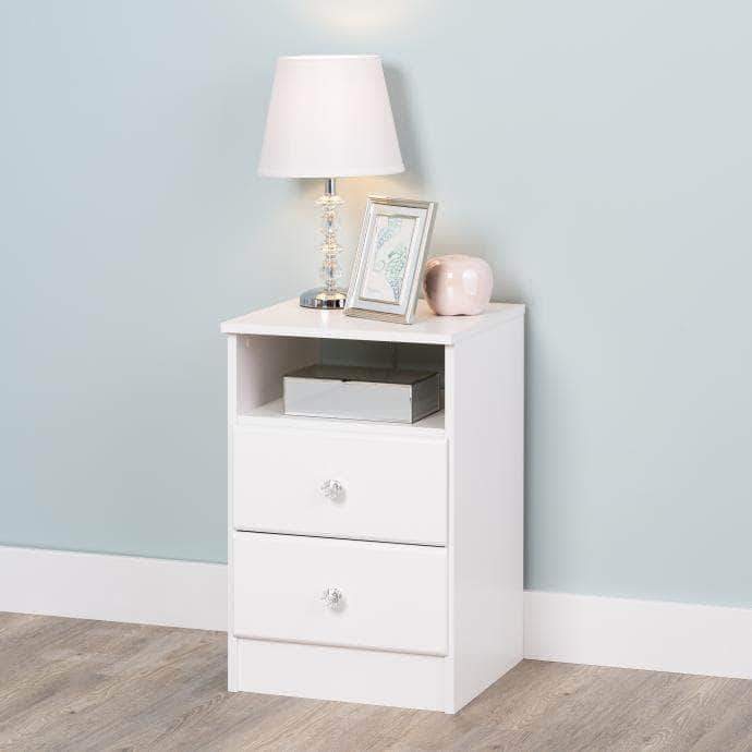 Modubox Crystal White Astrid 2-Drawer Nightstand - Multiple Options Available