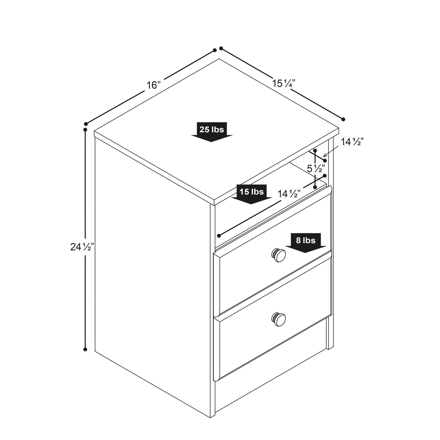 Modubox Nightstand Astrid 2-Drawer Nightstand - Multiple Options Available