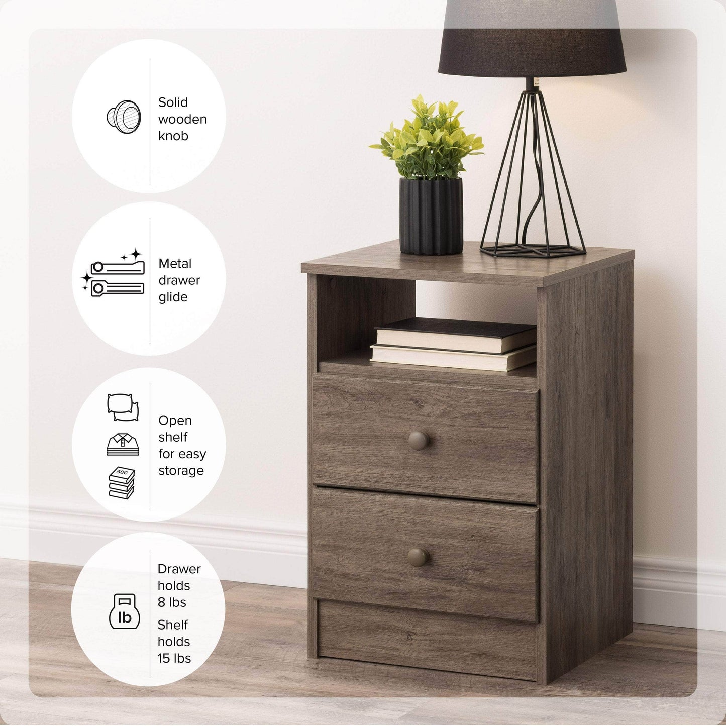 Modubox Nightstand Astrid 2-Drawer Nightstand - Multiple Options Available