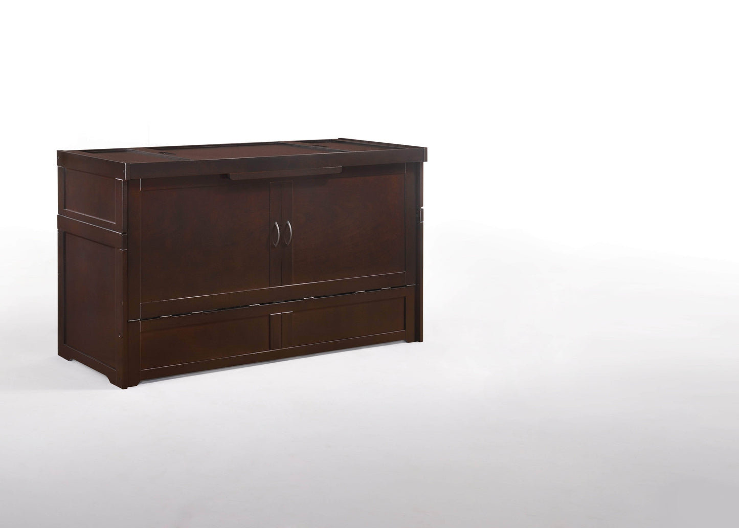 Night and Day Murphy Bed Chocolate Murphy Cube Cabinet Bed with Queen Size Gel Memory Foam Mattress - Available in 4 Colours