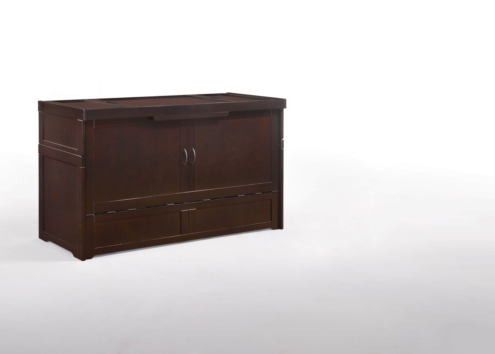 Night and Day Murphy Bed Chocolate Murphy Cube Cabinet Bed with Queen Size Gel Memory Foam Mattress - Available in 4 Colours