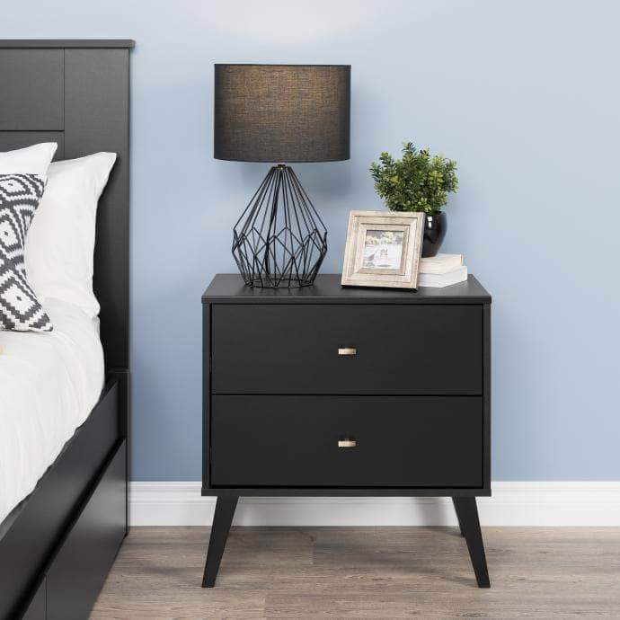 Pending - Modubox Black Milo Mid Century Modern 2-drawer Nightstand - Multiple Colours Available