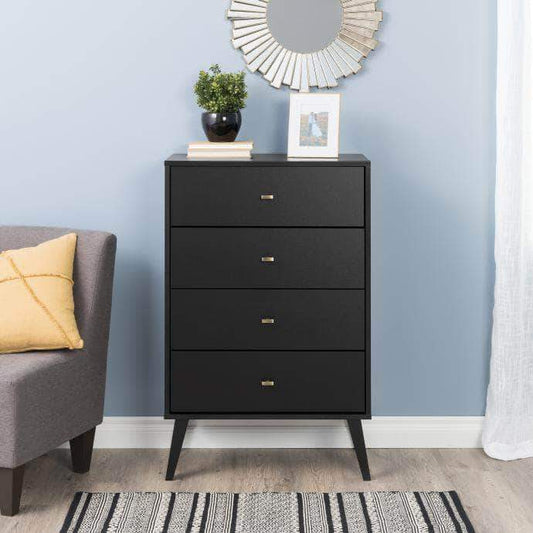 Pending - Modubox Black Milo Mid Century Modern 4-drawer Chest - Multiple Colours Available