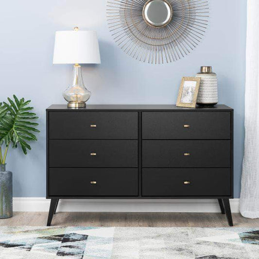 Pending - Modubox Black Milo Mid Century Modern 6-drawer Dresser - Multiple Colours Available