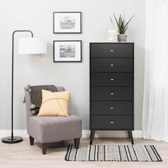 Pending - Modubox Drawer Chest Black Milo MCM Tall 6-Drawer Chest - Available in 3 Colours