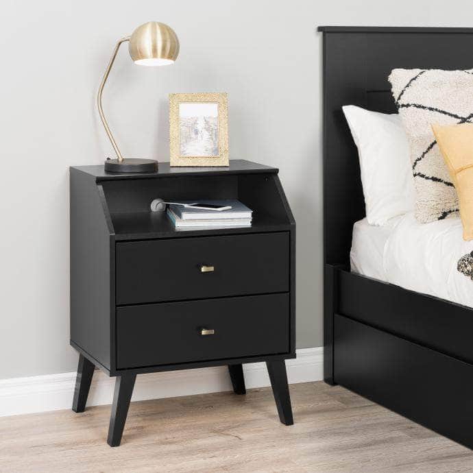 Pending - Modubox Nightstand Black Milo 2-Drawer Nightstand with Angled Top - Available in 3 Colours