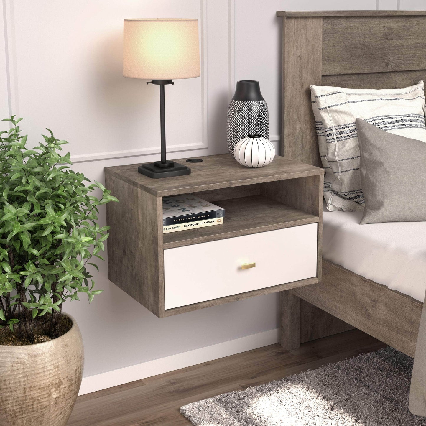Pending - Modubox Nightstands Floating Nightstand With Open Shelf - Available in 4 Colours