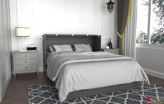 Pending - Review Hyde Light Grey and Dark Grey Murphy Cabinet Bed with Gel Memory Foam Mattress - Available in 4 Sizes