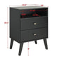Pending - Review Milo Mid Century Modern 2-drawer Tall Nightstand with Open Shelf - Multiple Colours Available