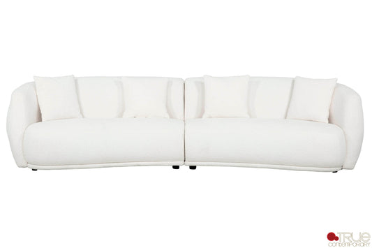 Pending - True Contemporary Archibald Curved Kidney Shaped Sectional Sofa in Wolly Ivory