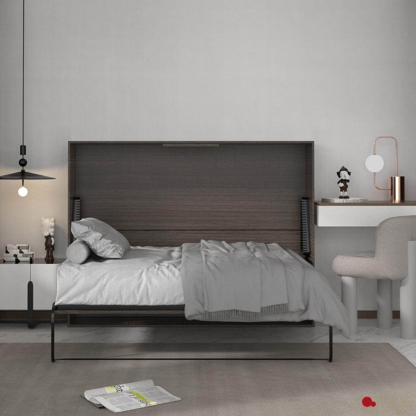 Pending - True Contemporary Heidi Brown Horizontal Murphy Wall Pull Down Bed - Available in 3 Sizes