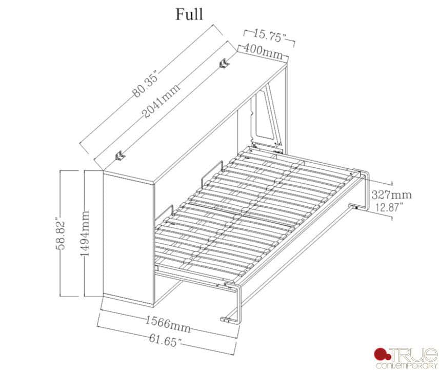 Pending - True Contemporary Heidi White Horizontal Murphy Wall Pull Down Bed - Available in 3 Sizes