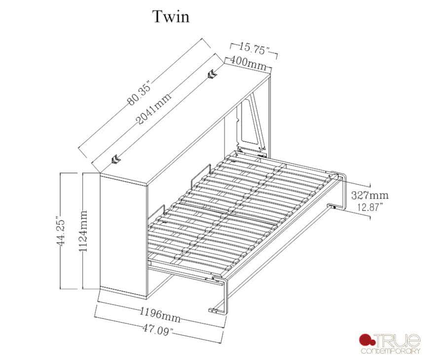 Pending - True Contemporary Heidi White Horizontal Murphy Wall Pull Down Bed - Available in 3 Sizes