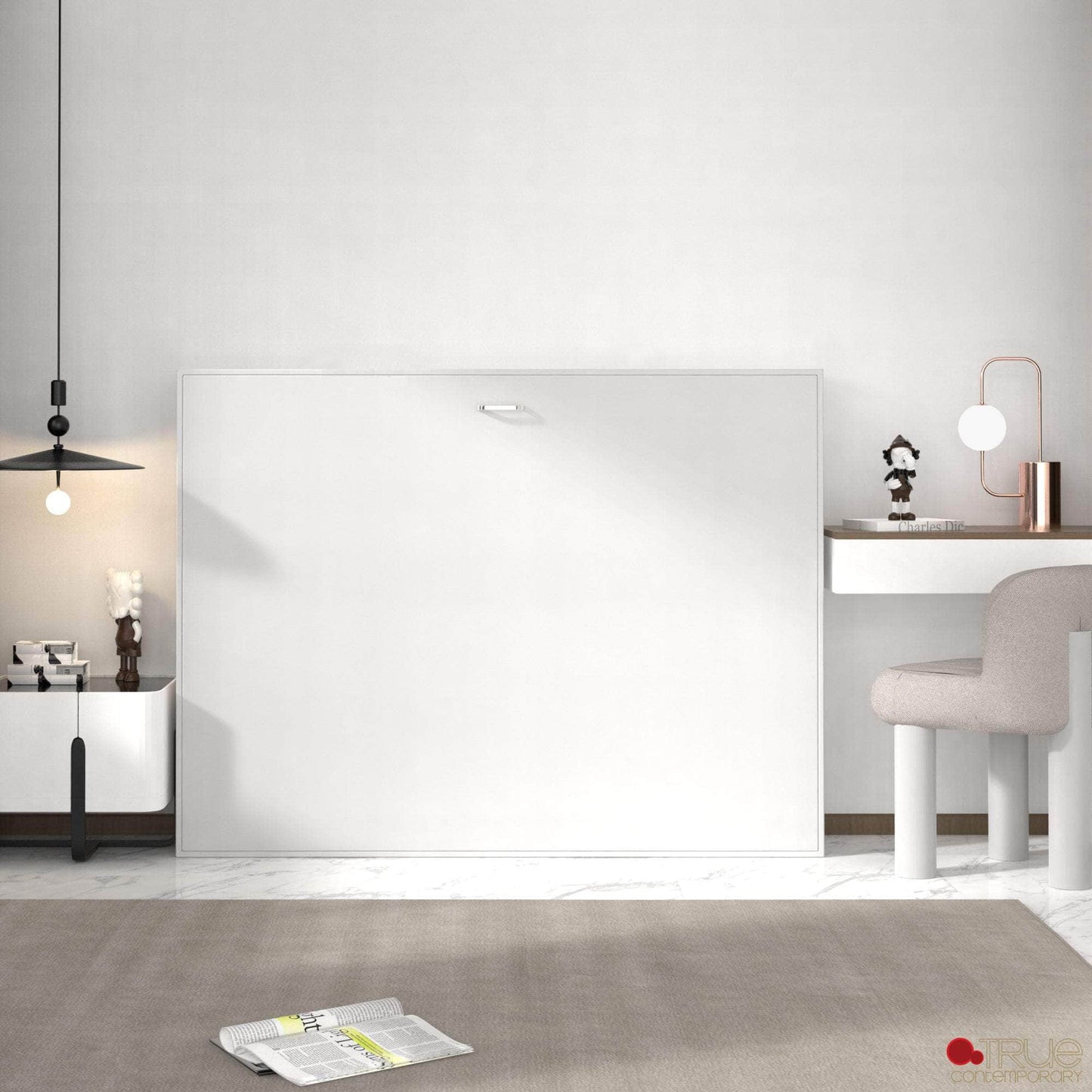 Pending - True Contemporary Heidi White Horizontal Murphy Wall Pull Down Bed - Available in 3 Sizes