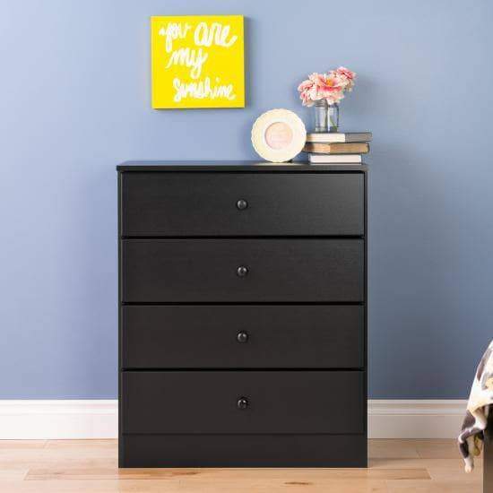 Prepac Astrid Bedroom Collection Black Astrid 4-Drawer Dresser - Multiple Options Available