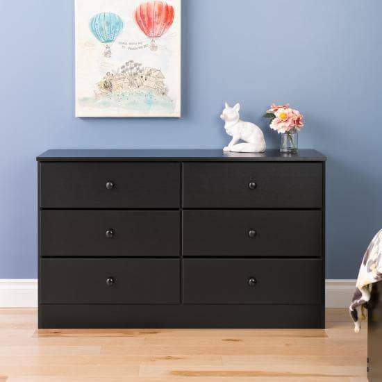 Prepac Astrid Bedroom Collection Black Astrid 6-Drawer Dresser - Multiple Options Available