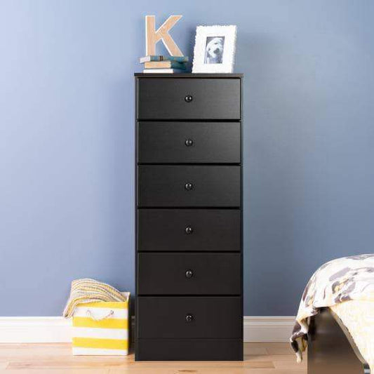 Prepac Astrid Bedroom Collection Black Astrid 6-Drawer Tall Chest - Multiple Options Available