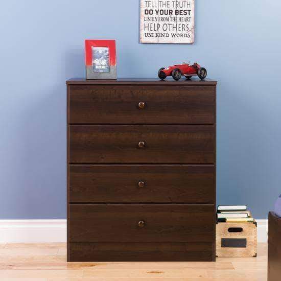Prepac Astrid Bedroom Collection Espresso Astrid 4-Drawer Dresser - Multiple Options Available