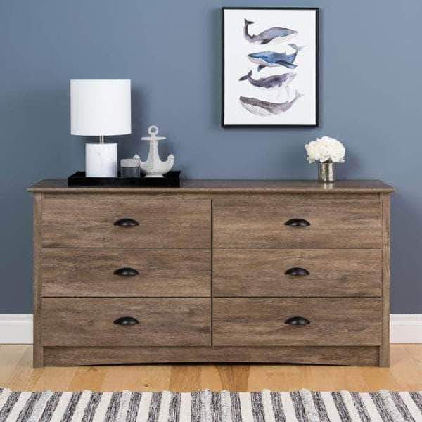 Prepac Riverdale Bedroom Drifted Grey Riverdale 6 Drawer Chest - Multiple Options Available