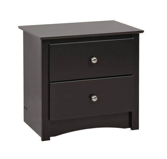 Prepac Sonoma Bedroom Black Sonoma 2 Drawer Nightstand - Multiple Options Available