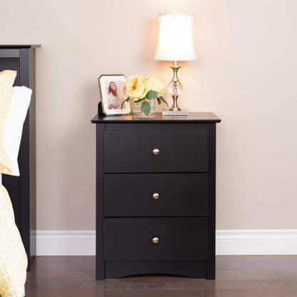 Prepac Sonoma Bedroom Black Sonoma 3-drawer Tall Nightstand - Multiple Options Available