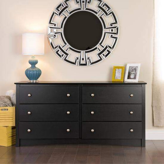 Prepac Sonoma Bedroom Black Sonoma 6 Drawer Dresser - Multiple Options Available