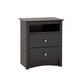 Prepac Sonoma Bedroom Black Sonoma Tall 2 Drawer Nightstand with Open Shelf - Multiple Options Available