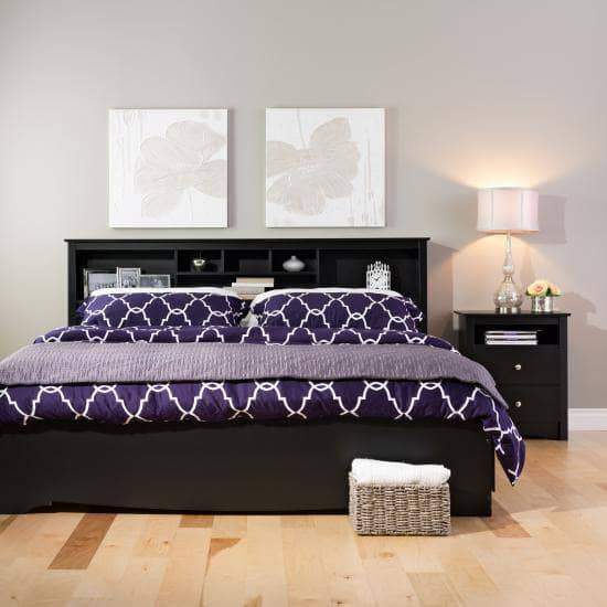 Prepac Sonoma Bedroom Black Sonoma Tall 2 Drawer Nightstand with Open Shelf - Multiple Options Available