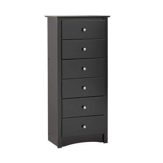 Prepac Sonoma Bedroom Black Sonoma Tall 6 Drawer Chest - Multiple Options Available