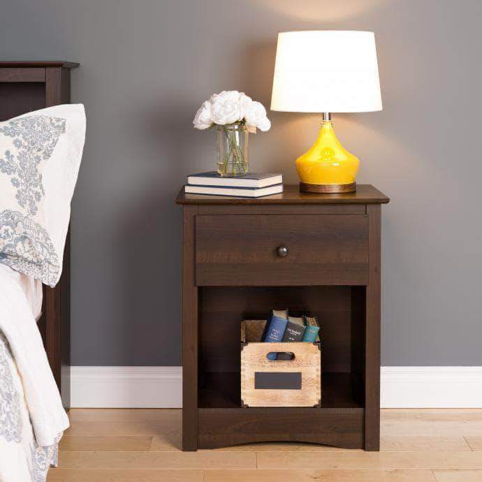 Prepac Sonoma Bedroom Espresso Sonoma 1-Drawer Tall Nightstand - Multiple Options Available