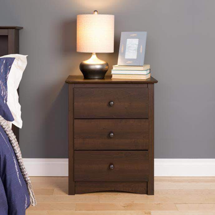 Prepac Sonoma Bedroom Espresso Sonoma 3-drawer Tall Nightstand - Multiple Options Available