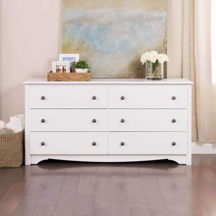Prepac Sonoma Bedroom White Sonoma 6 Drawer Dresser - Multiple Options Available