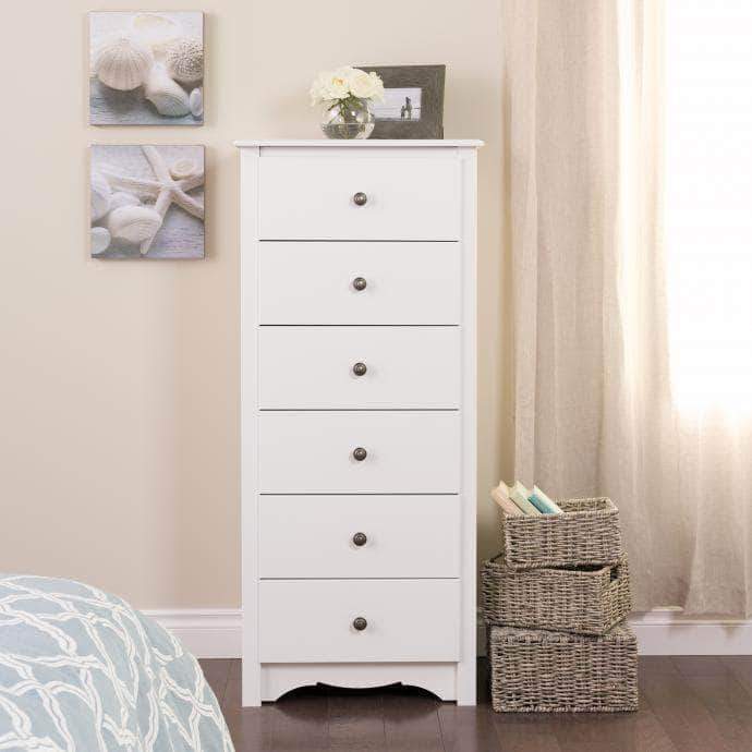 Prepac Sonoma Bedroom White Sonoma Tall 6 Drawer Chest - Multiple Options Available