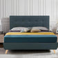 True Contemporary Bed Drew Midnight Blue Tufted Linen Platform Bed - Available in 3 Sizes