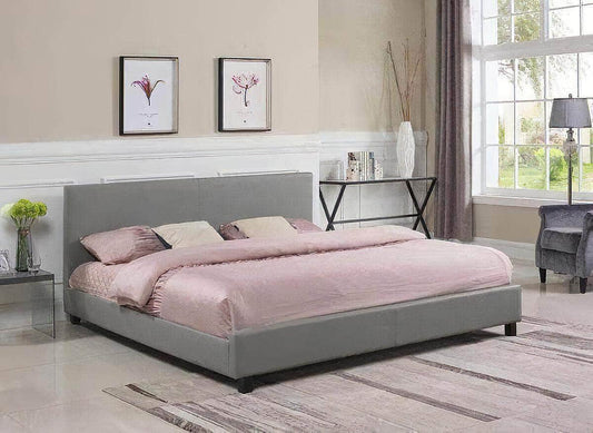 Mirabel Espresso Faux Leather Queen Size Platform Bed