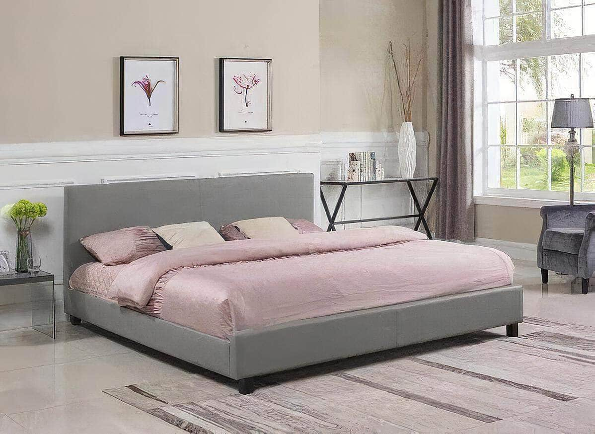 Mirabel White Faux Leather Queen Size Platform Bed